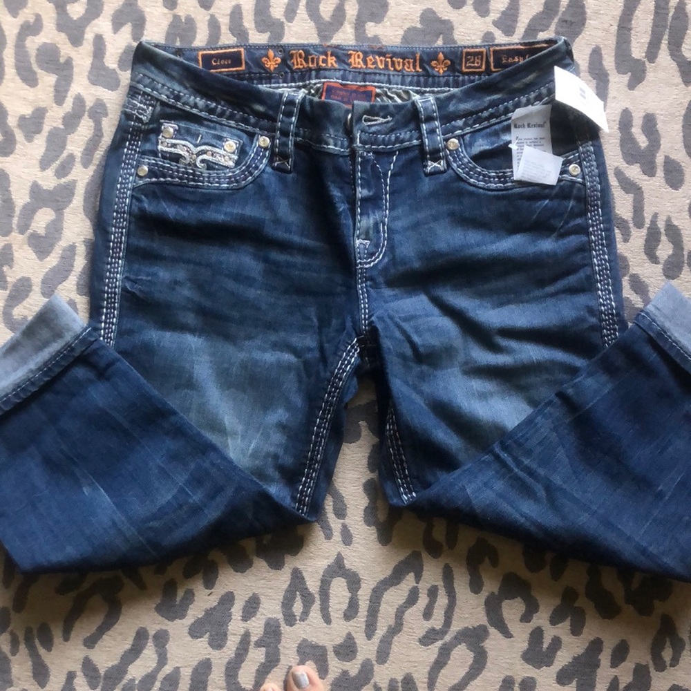 NWT Womens Rock Revival Easy Crop jeans size 28